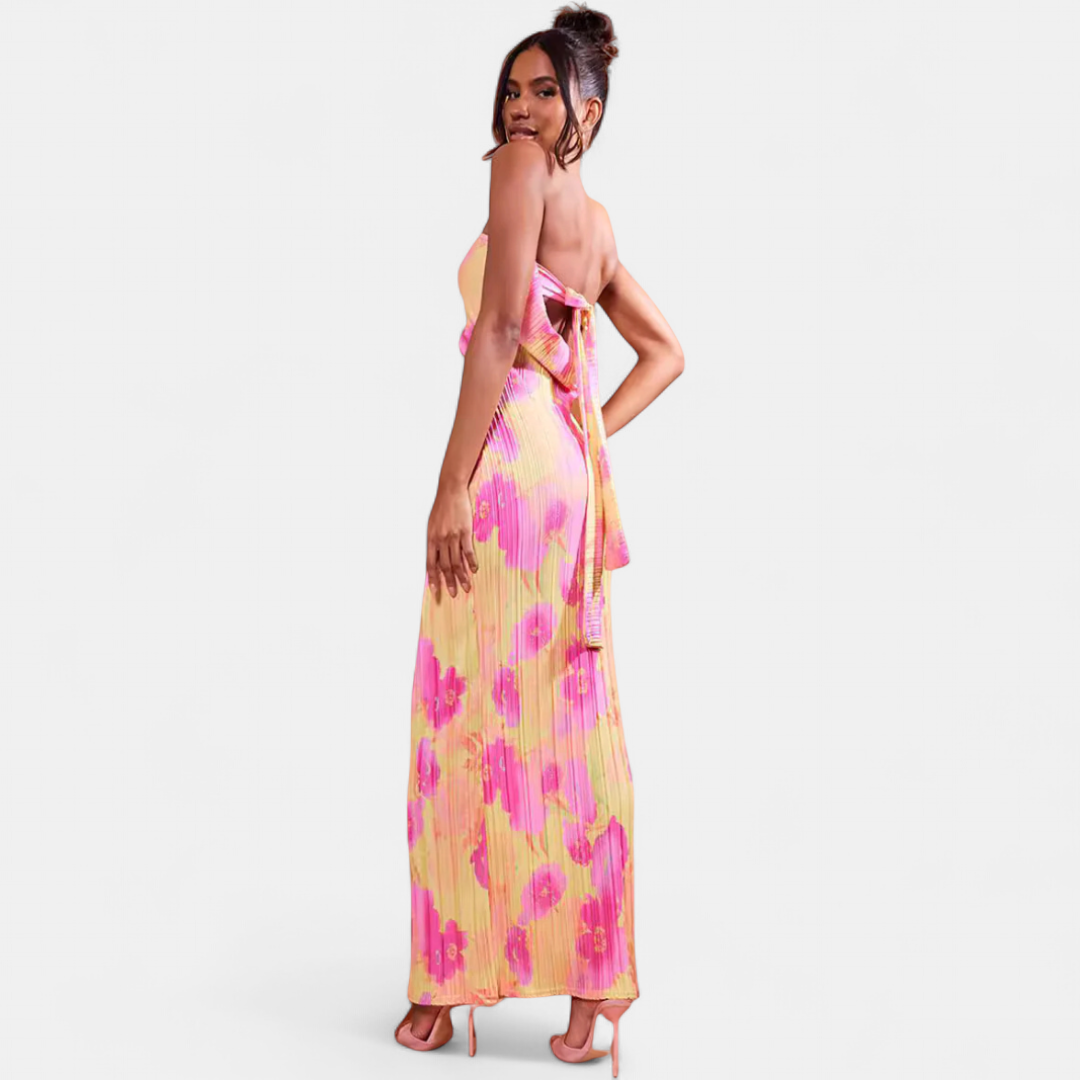 SARA | Floral Backless Bodycon Dress with Tie-Back Detail