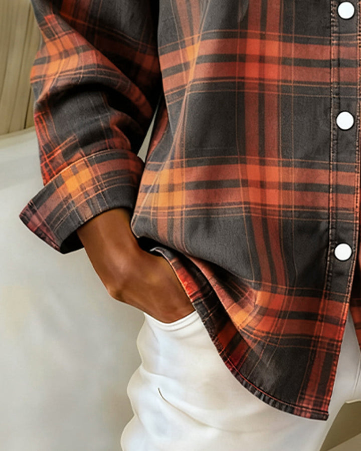 Women's Cotton Blend Checked Overshirt Jacket | Notch Lapel, Regular Fit, Buckle Detail | Stylish Smart Casual Layer for Work