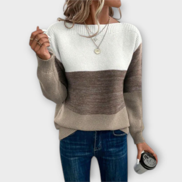 Elisabet | Women's Color Block Patchwork Knit Sweater
