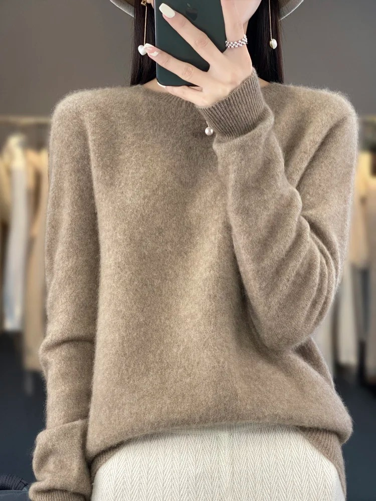 Women's Fine Gauge Round Neck Knit Sweater | Regular Fit | Ribbed Neckline & Cuffs | Perfect for Office and Casual Wear