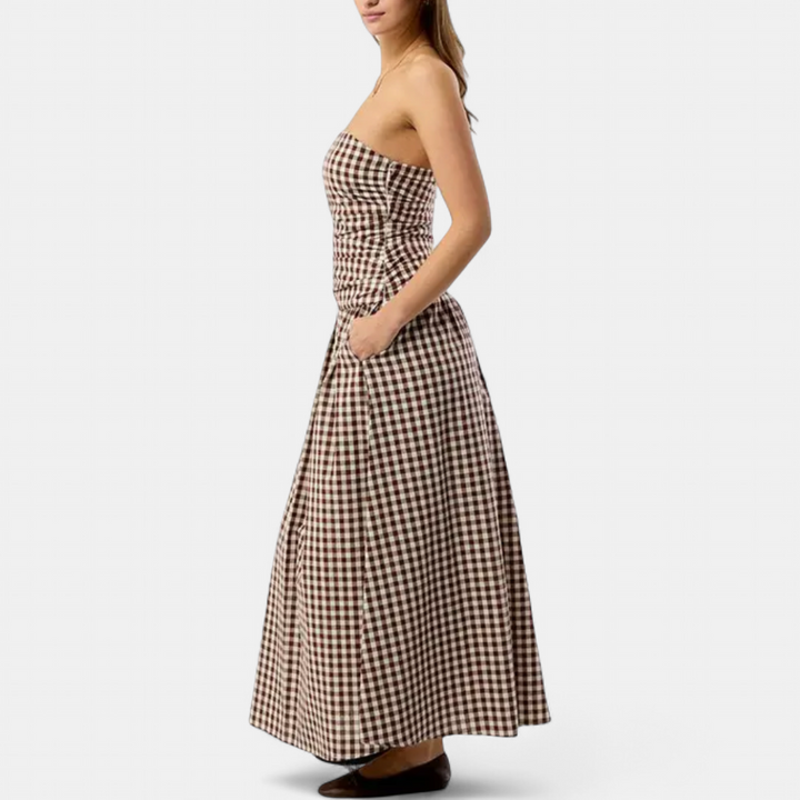 YVETTE | Elegant Strapless Pleated Maxi Dress