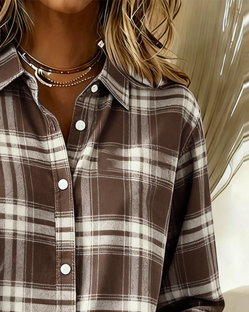 Women's Cotton Blend Checked Overshirt Jacket | Notch Lapel, Regular Fit, Buckle Detail | Stylish Smart Casual Layer for Work