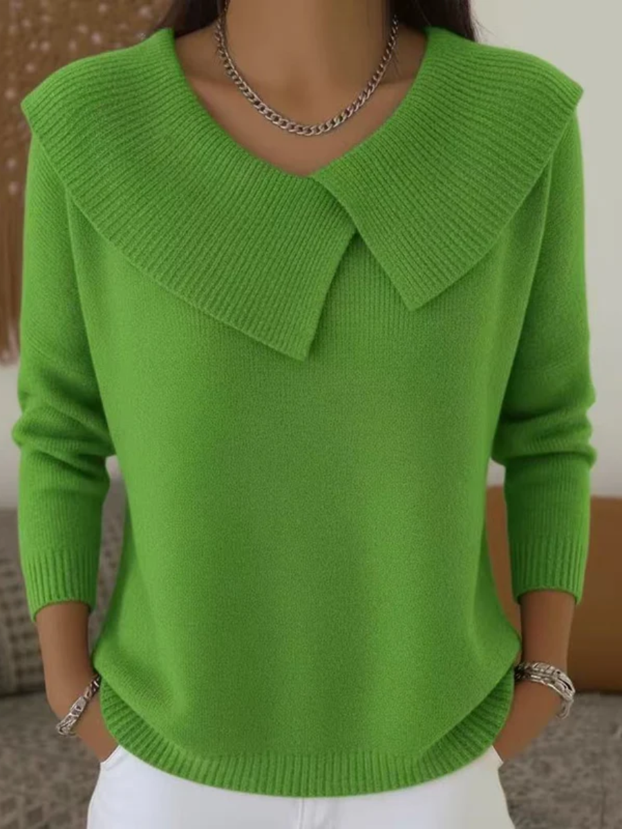 Lucia - Cozy Knit Sweater Featuring a Soft Collar