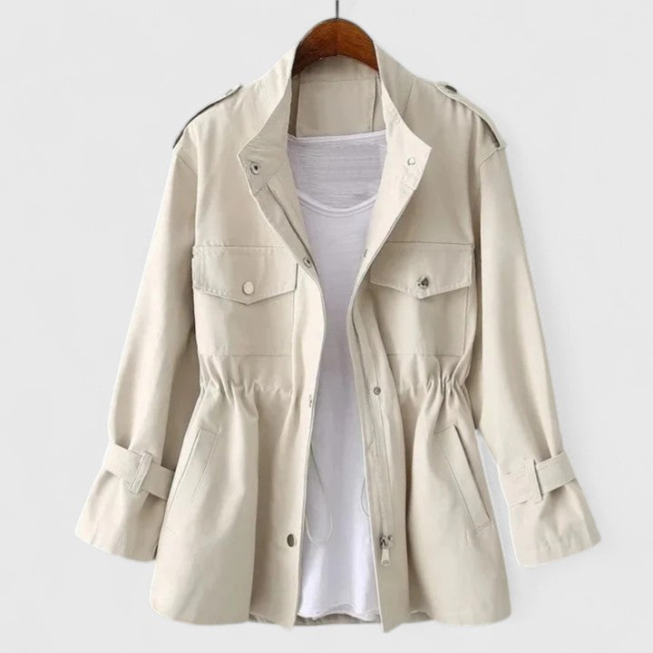 Joyce Women's Utility Jacket with Cinched Waist and Long Sleeves