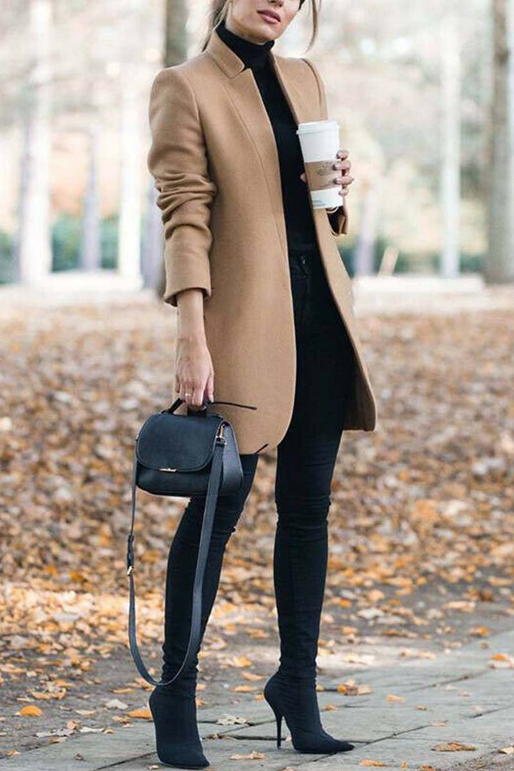 Eugenia | Women's Shawl-Style Collarless Open Front Coat