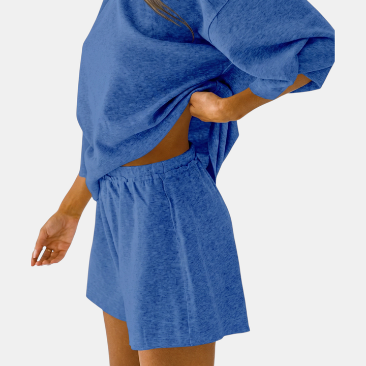 Women's Three-Quarter Sleeve Top and Shorts Lounge Set