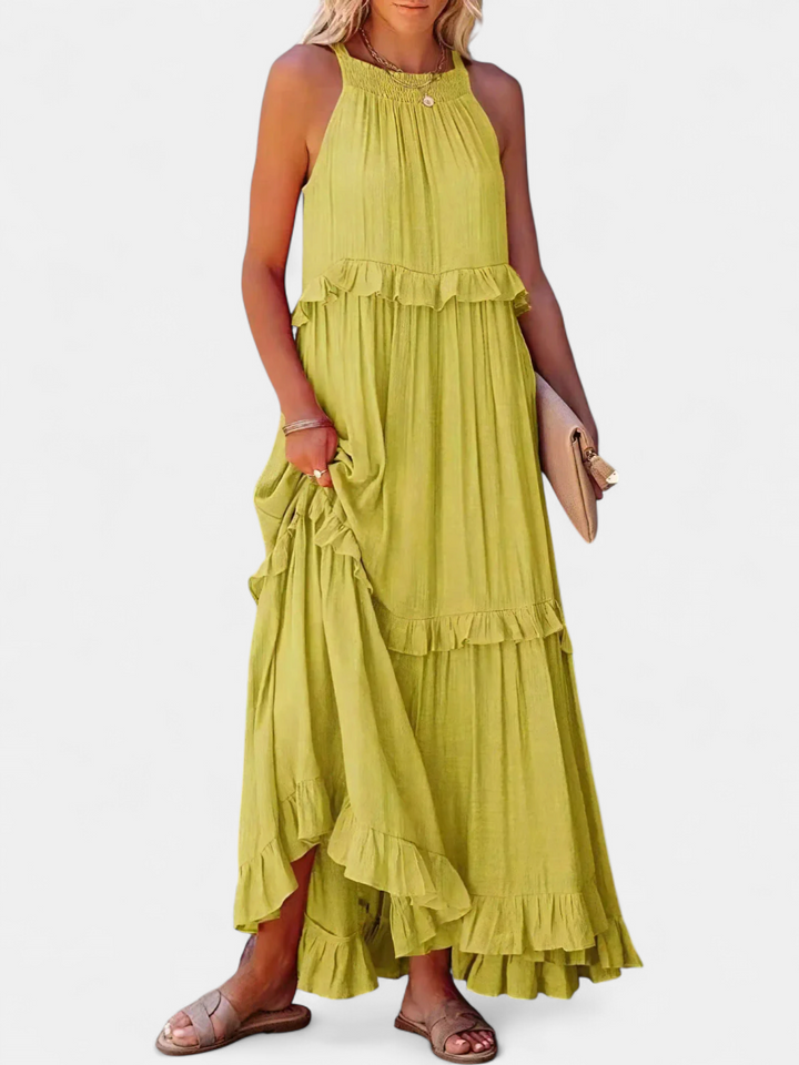 CHERRY | Flowing Flutter Maxi Dress