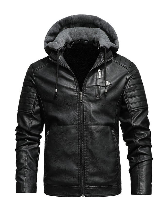 Padded Look Jacket with Hood and Zipper