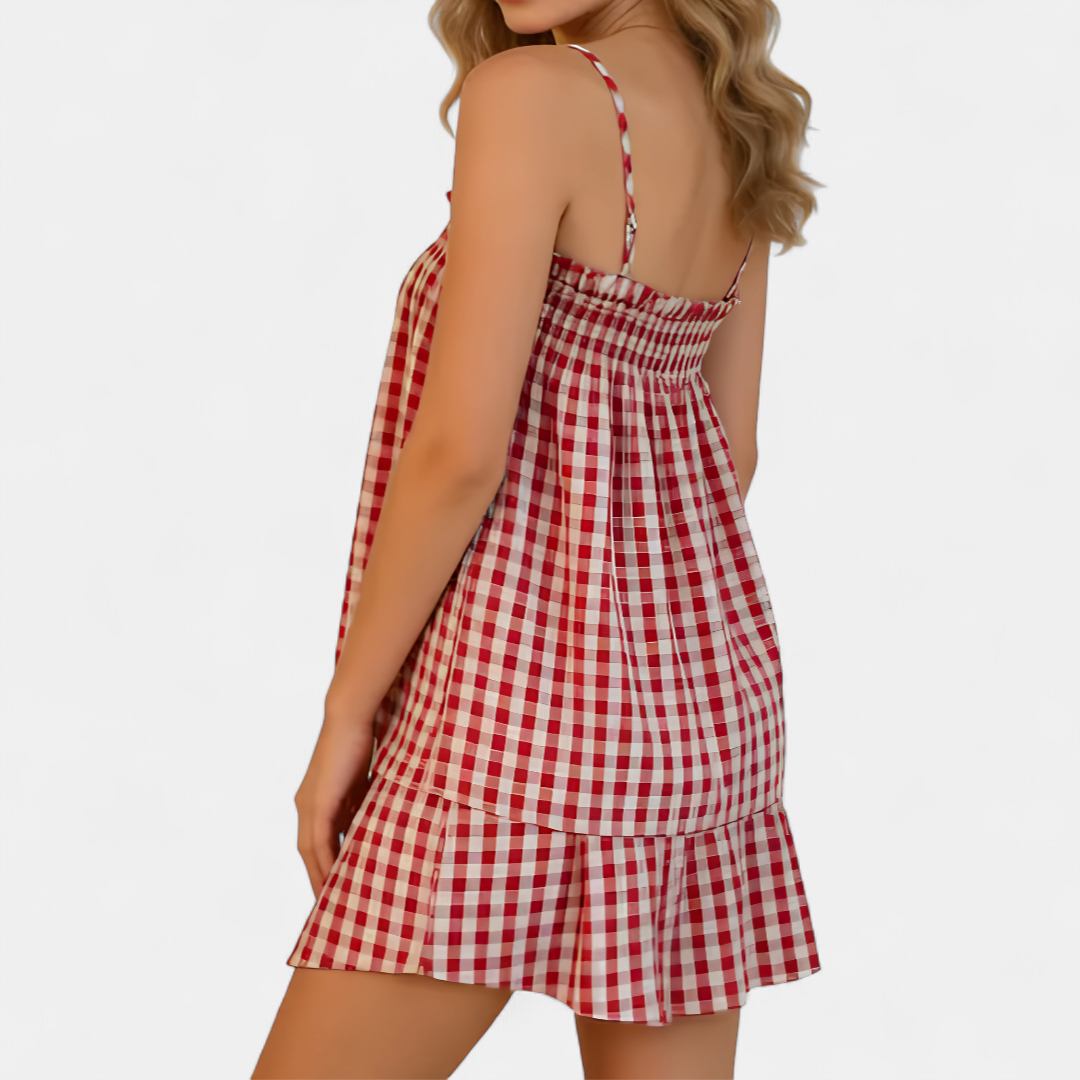 PAMMIE | Charming Gingham Smocked Cami Sleep Set