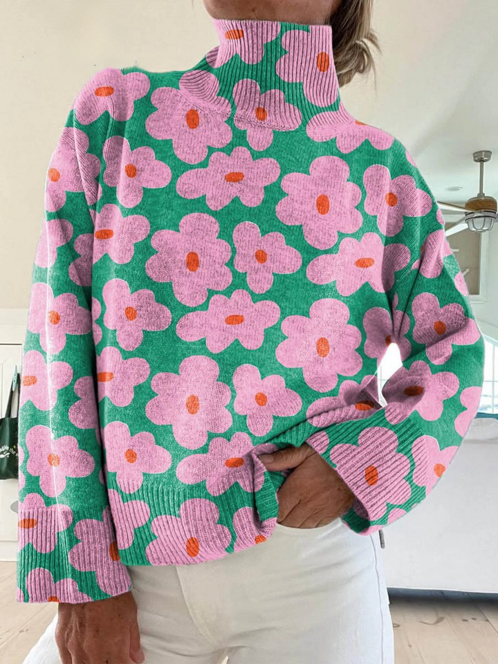 Claire | Women's Floral Knit Sweater in Breathable Warm Fabric