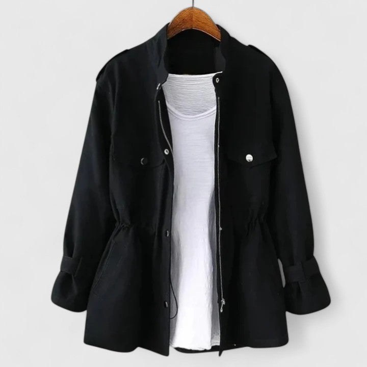 Joyce Women's Utility Jacket with Cinched Waist and Long Sleeves