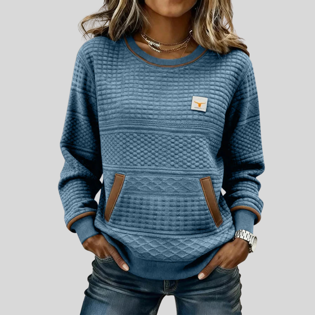 Noelle | Women's Quilted Texture Crew Neck Sweatshirt