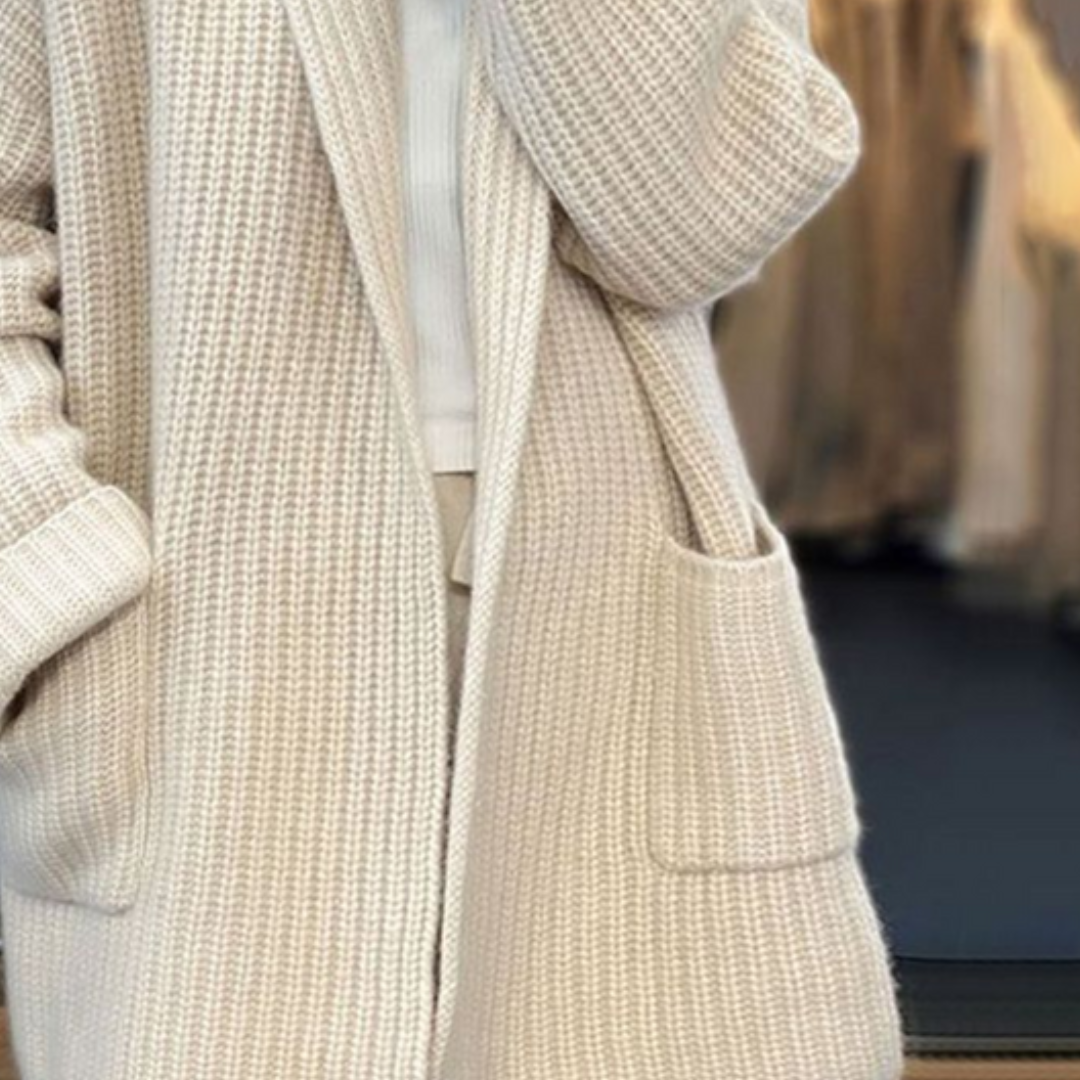 Women's V-Neck Open Front Knit Cardigan | Relaxed Longline Fit | Perfect Layering Piece for Autumn and Winter