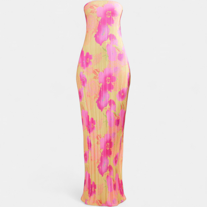 SARA | Floral Backless Bodycon Dress with Tie-Back Detail