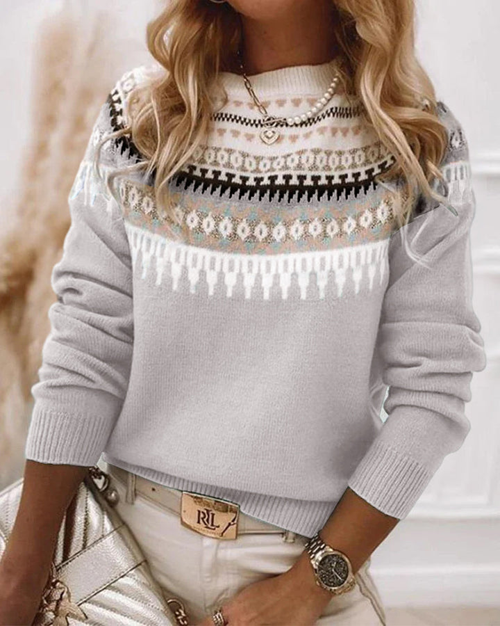 Avery Women's Fair Isle Knit Sweater with Timeless Repeating Design