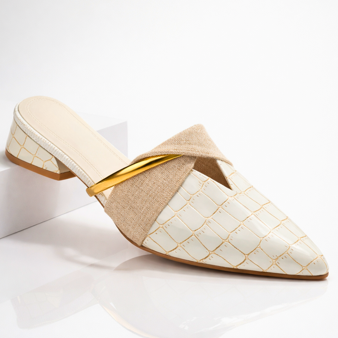 Vivette | Pointed Mule with Gold Accents