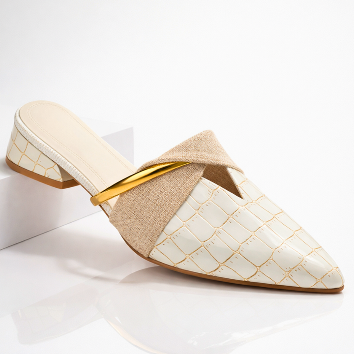 Vivette | Pointed Mule with Gold Accents