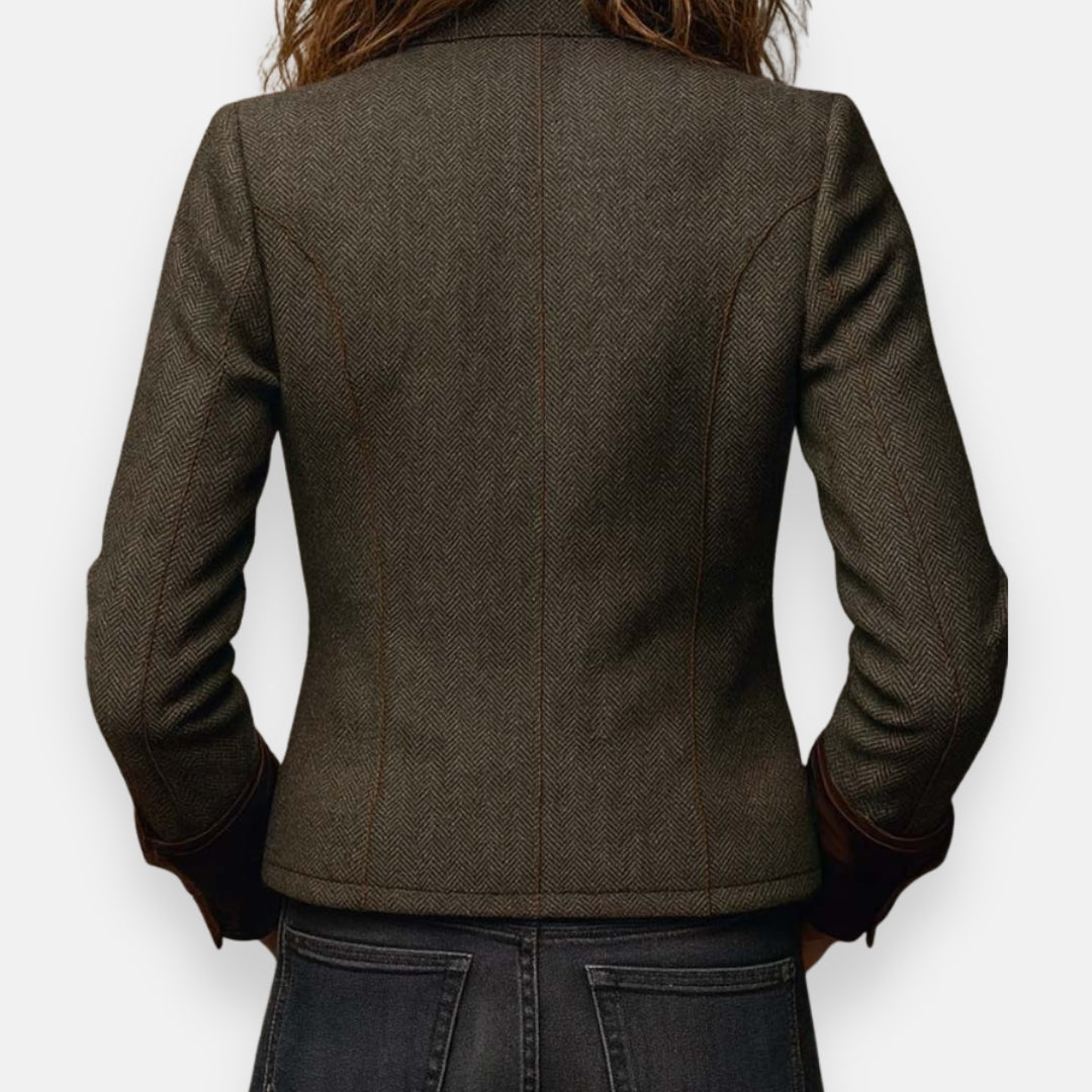 Eleanor | Women's Tweed Jacket with Velvet Trim Accents