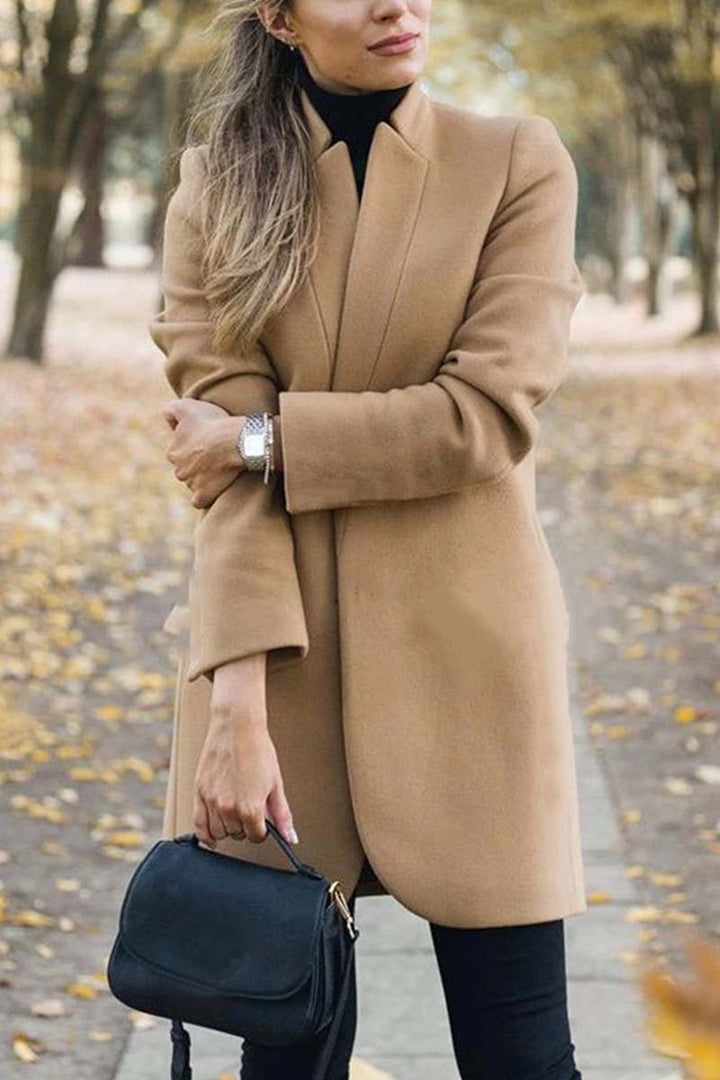 Eugenia | Women's Shawl-Style Collarless Open Front Coat