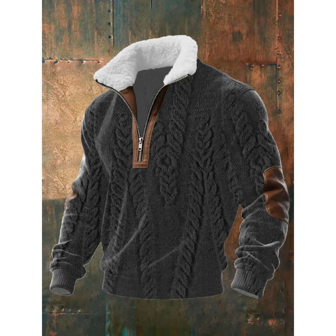 Lachlan | Men's Fleece-Lined Winter Pullover with Structured Knit