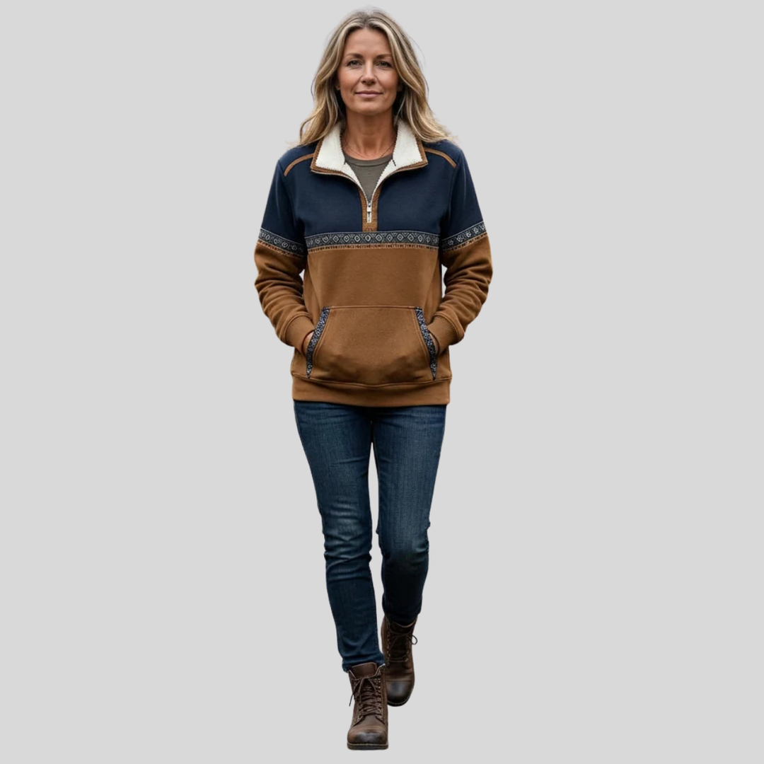 Alvette | Women's Sherpa-Collared Half-Zip Pullover