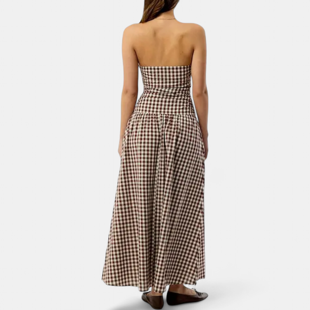 YVETTE | Elegant Strapless Pleated Maxi Dress