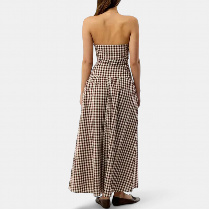 YVETTE | Elegant Strapless Pleated Maxi Dress