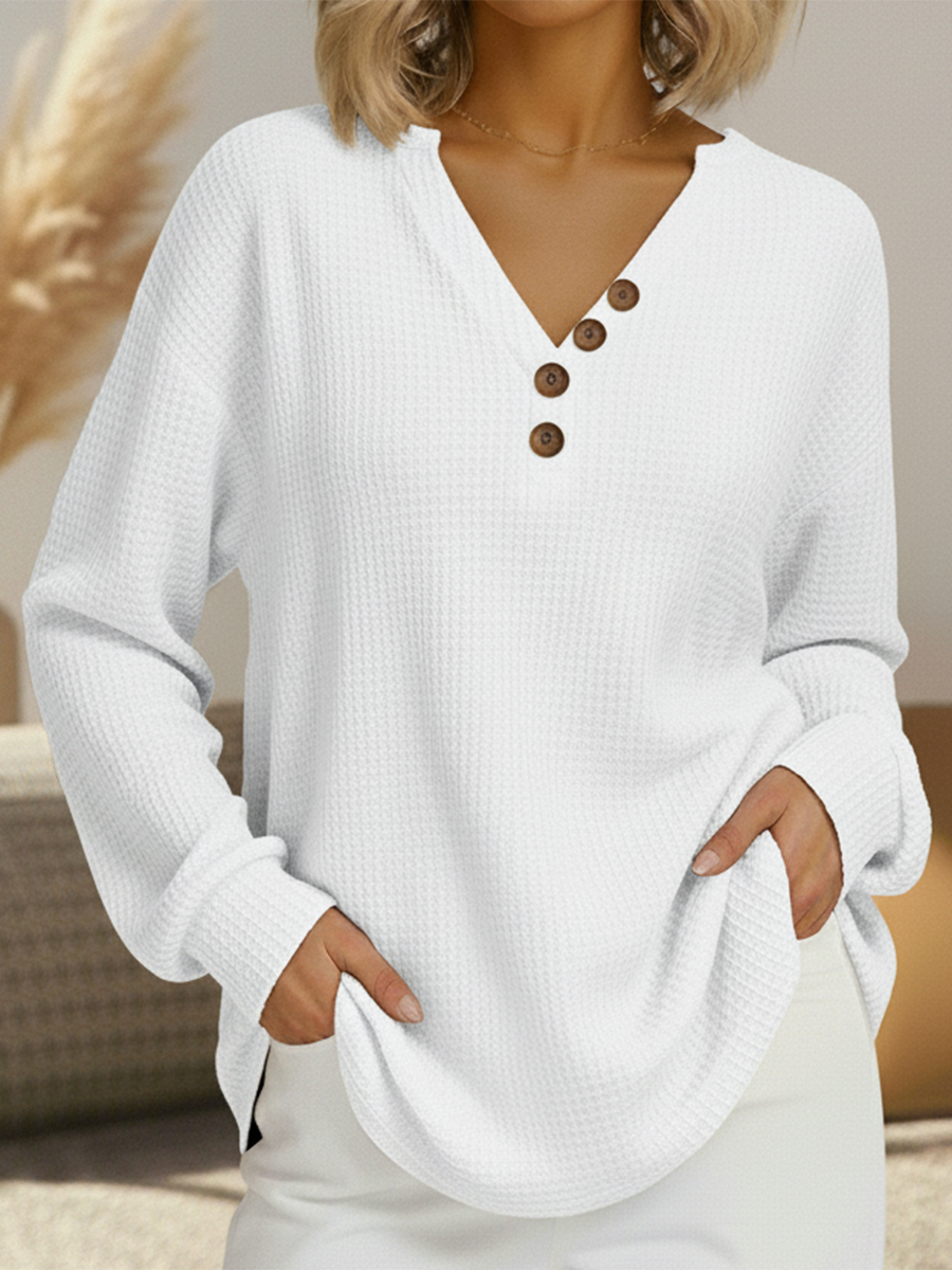Signe | Women's Double Layer Waffle Sweater with Cozy Fleece-Lined Interior