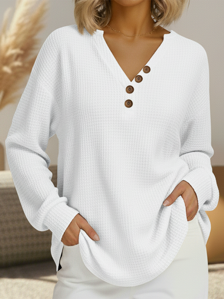 Signe | Women's Double Layer Waffle Sweater with Cozy Fleece-Lined Interior