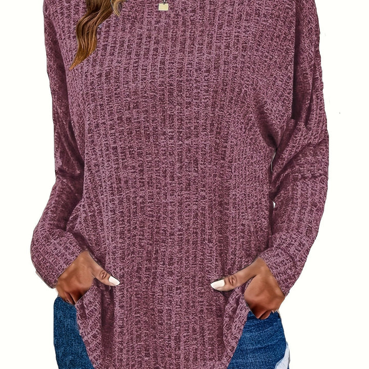 Paloma | Women's Waffle Knit Tunic Sweater with Curved Hem