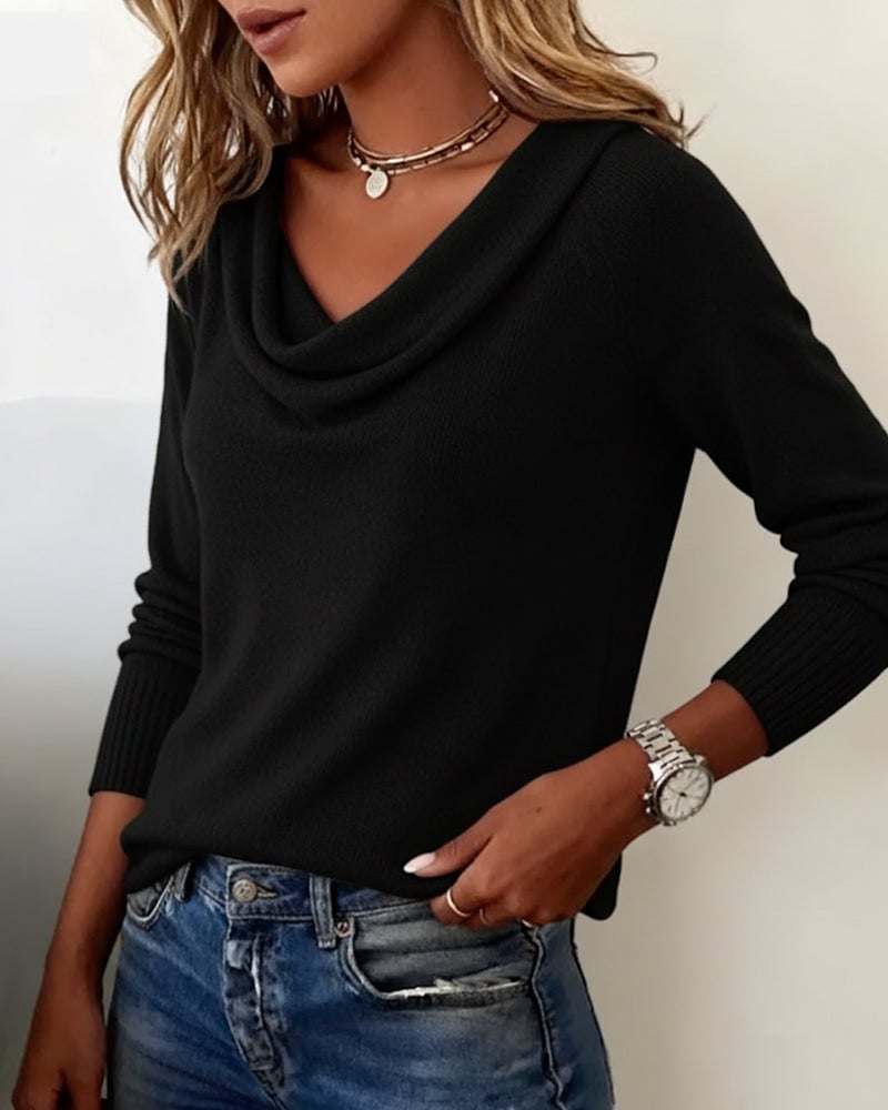 Rosanna | Women's Long Sleeve Soft Knit Sweater with Pile Collar
