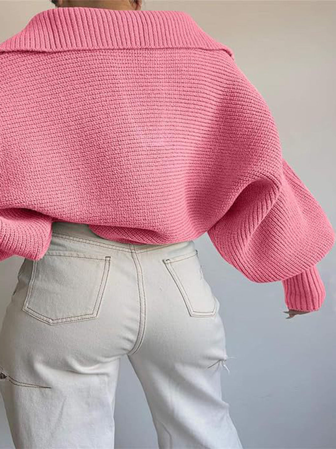 Jane | Women's Ribbed Polo Sweater with Split Collar and Wide Cuffs