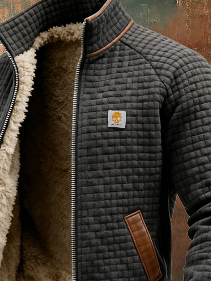 Textured Blouson with a Structured High Collar