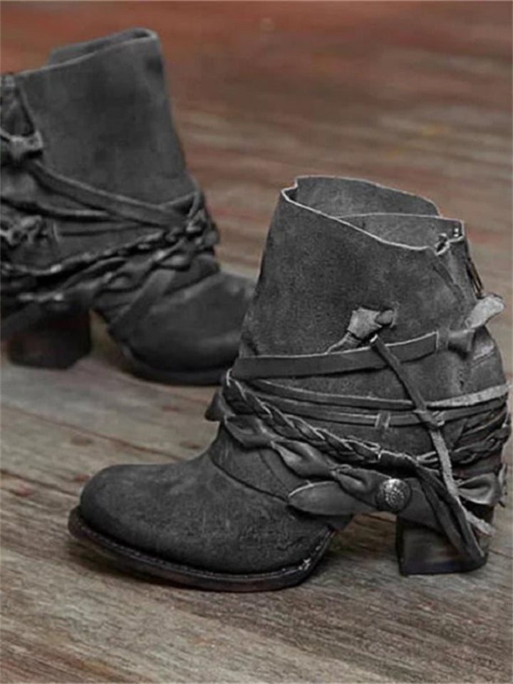 Tamsin | Women's Lace-Up Ankle Boots with Braided Trim