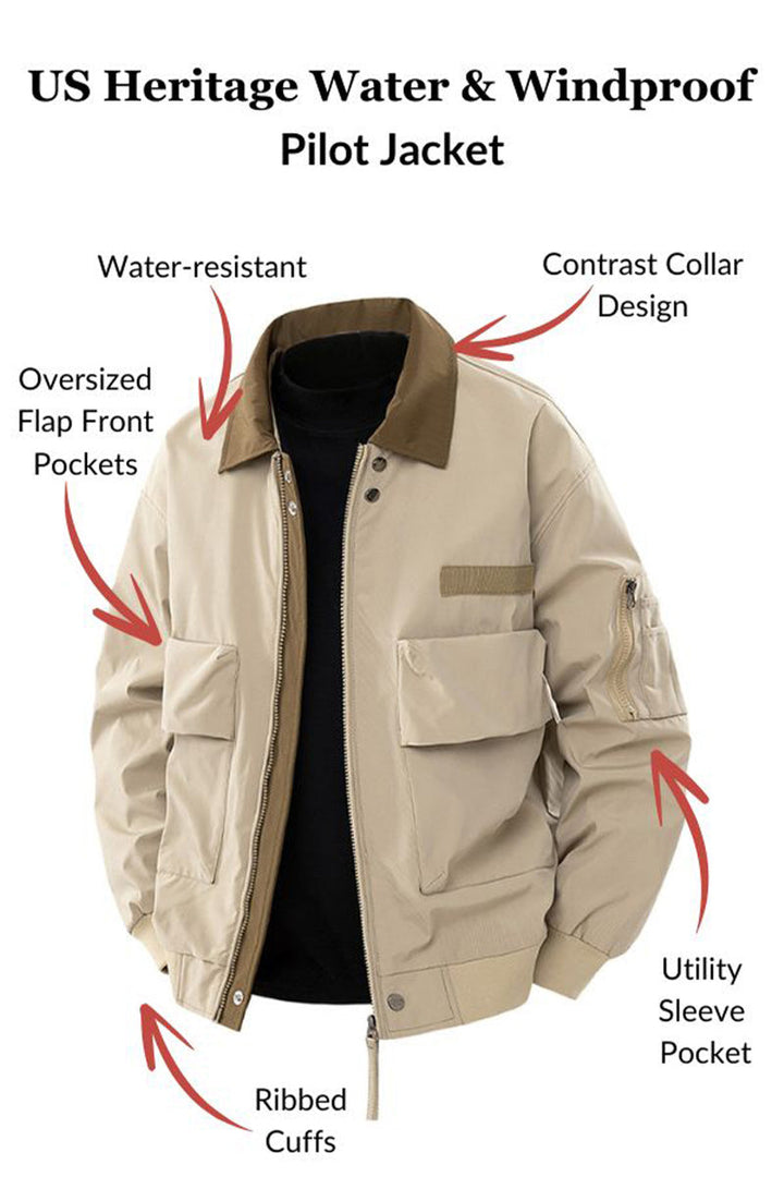 Jake | Women's Utility Bomber Jacket with Contrasting Collar Detail