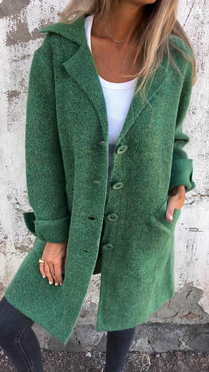 Isabella | Women's Longline Coat with Notch Lapels and Straight Cut