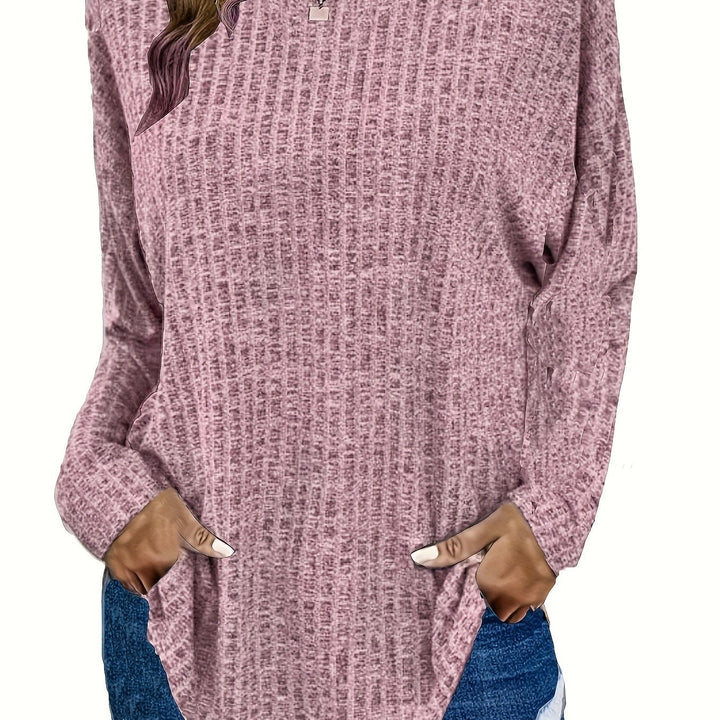 Paloma | Women's Waffle Knit Tunic Sweater with Curved Hem