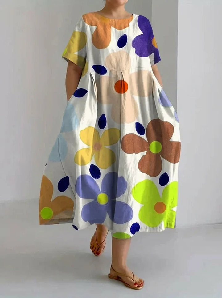 Aveline | Casual Loose Dress with Retro Botanical Floral Print