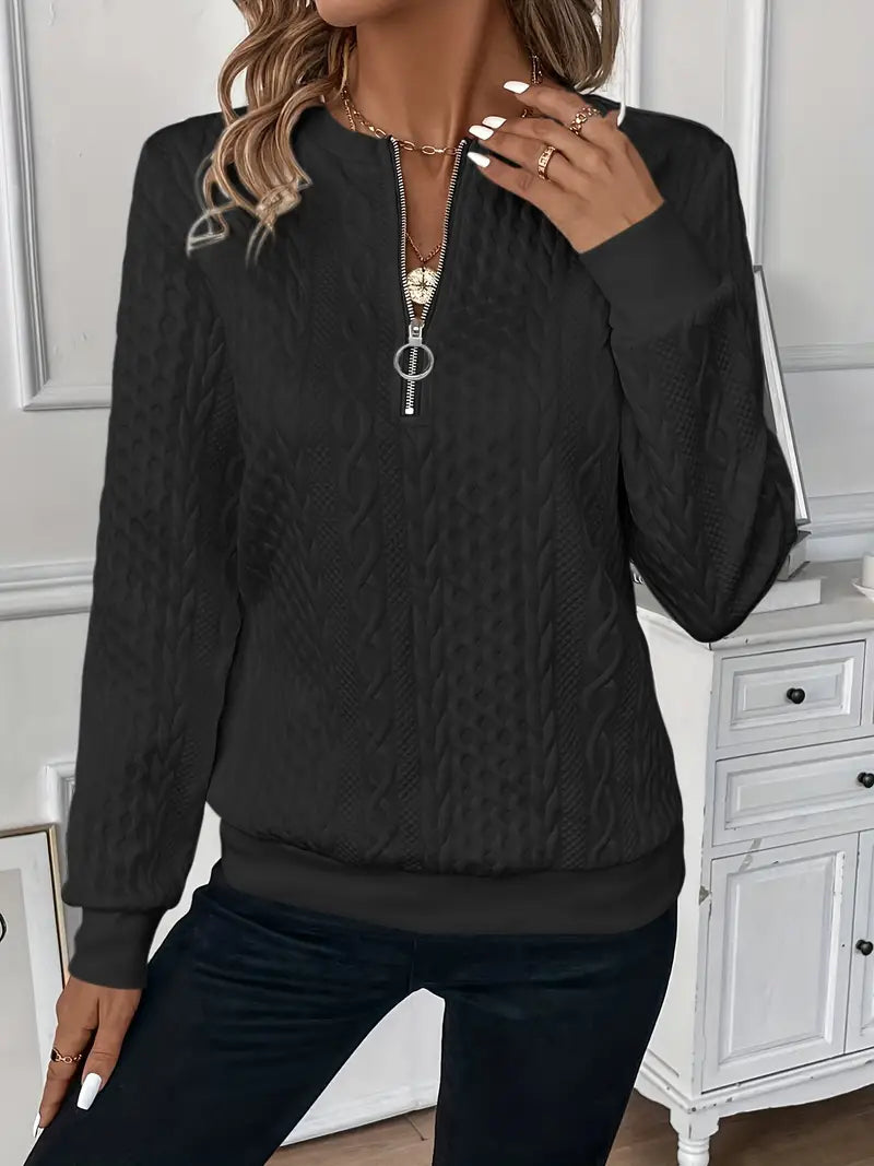 Mila | Women's Long Sleeve Zip Neck Jumper in Soft Blend Knit