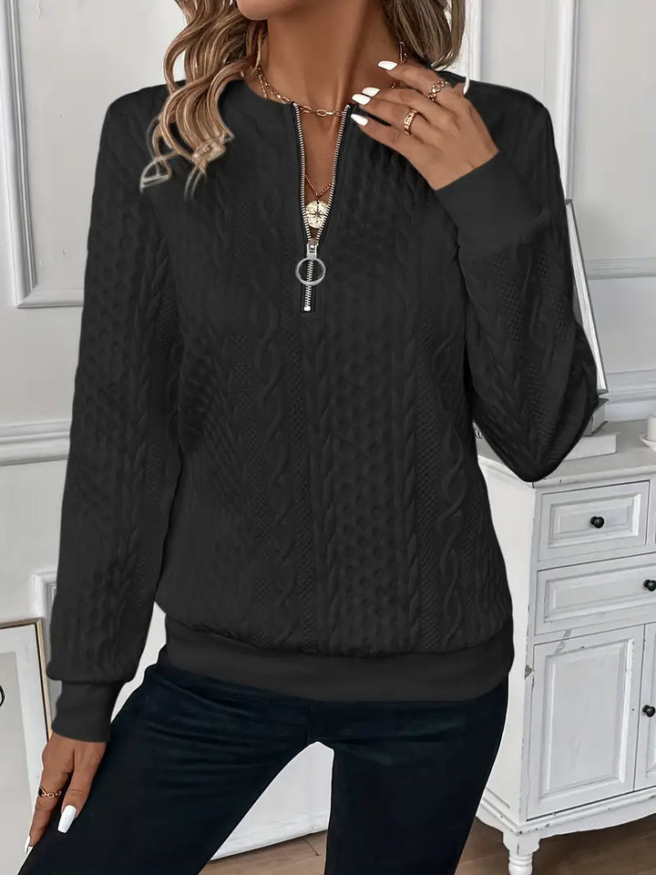 Mila | Women's Long Sleeve Zip Neck Jumper in Soft Blend Knit