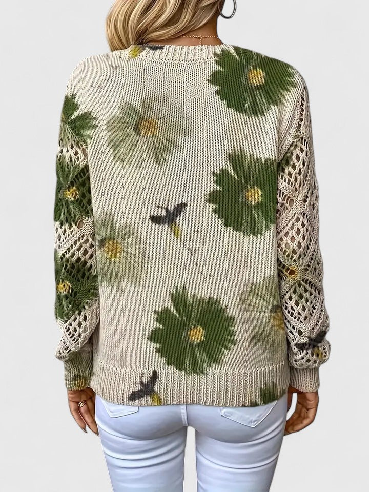 Charlie | Women's Floral Knit Sweater with Elegant V-Neck Design
