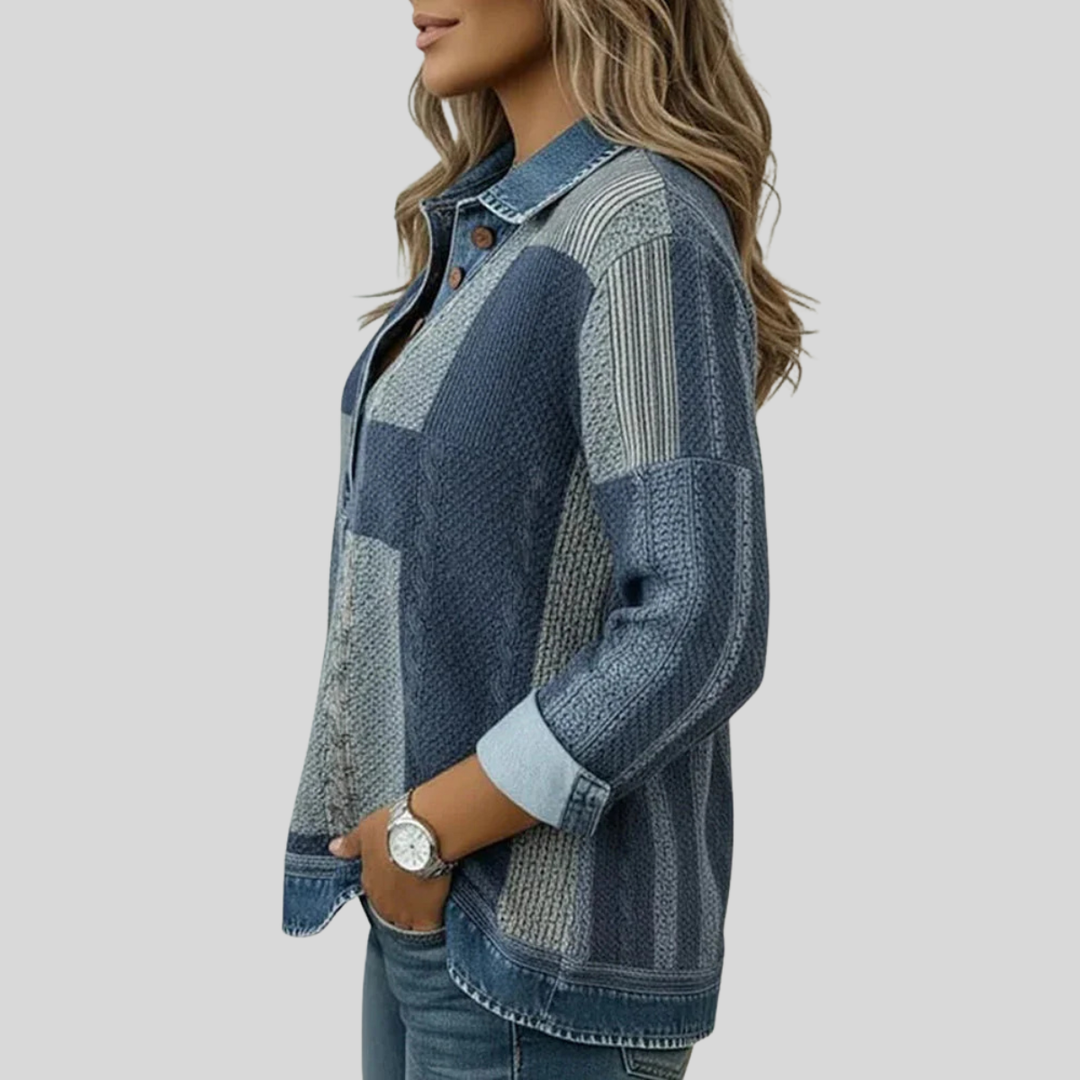 Meridell | Women's Colorblock Panel Sweatshirt Featuring Button Placket