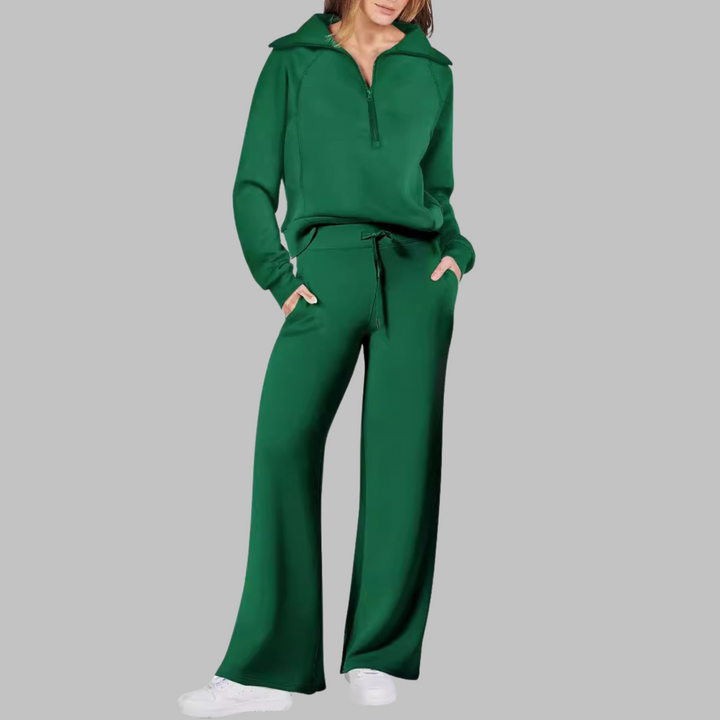 UDAY | Cozy Half-Zip Sweatshirt & Wide-Leg Pants Ensemble