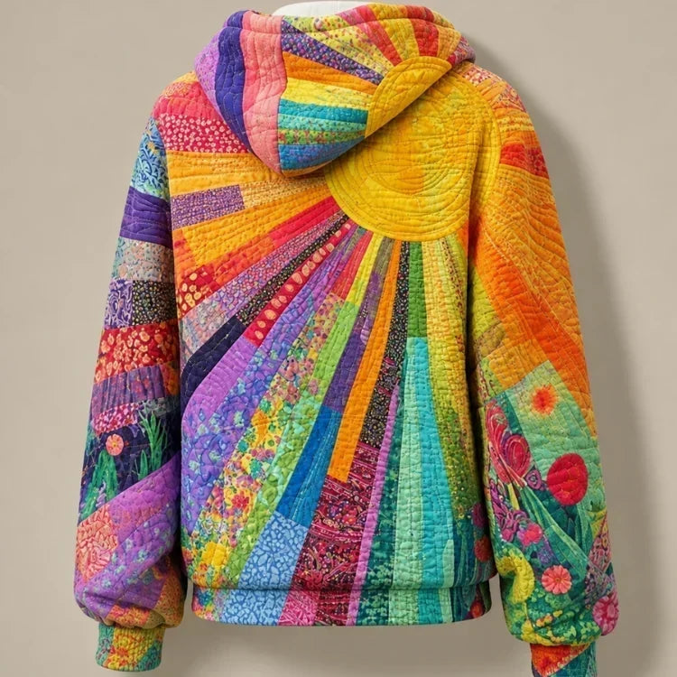 DAWNELLA | Bohemian Multicolor Patchwork Hoodie