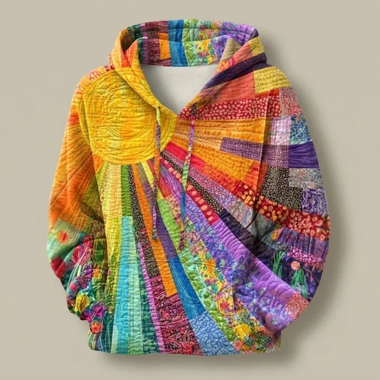 DAWNELLA | Bohemian Multicolor Patchwork Hoodie