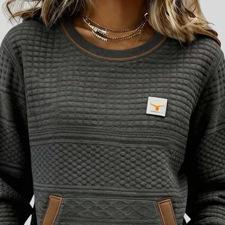 Noelle | Women's Quilted Texture Crew Neck Sweatshirt