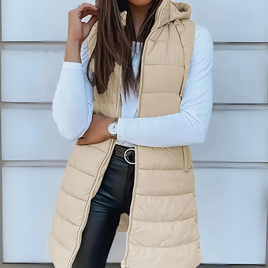 Eirwen | Women's Lightweight Hooded Long Puffer Vest
