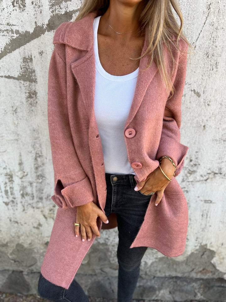 Isabella | Women's Longline Coat with Notch Lapels and Straight Cut