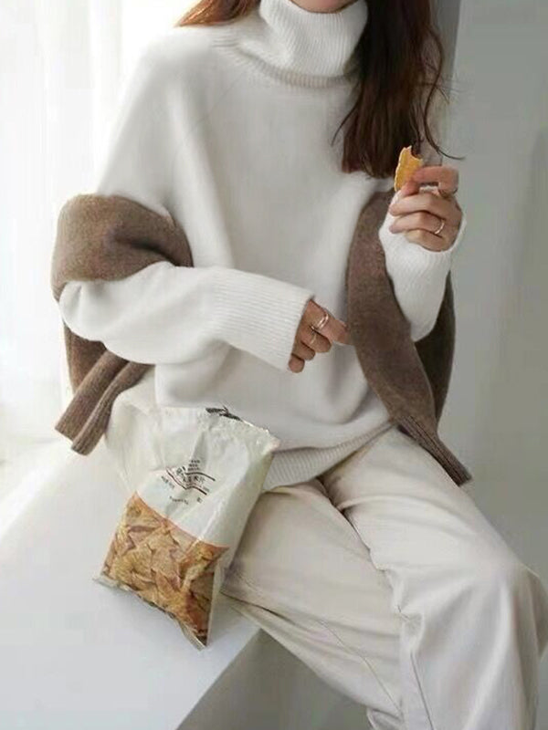 Heather | Women's Relaxed Fit Turtleneck Sweater with High Neck