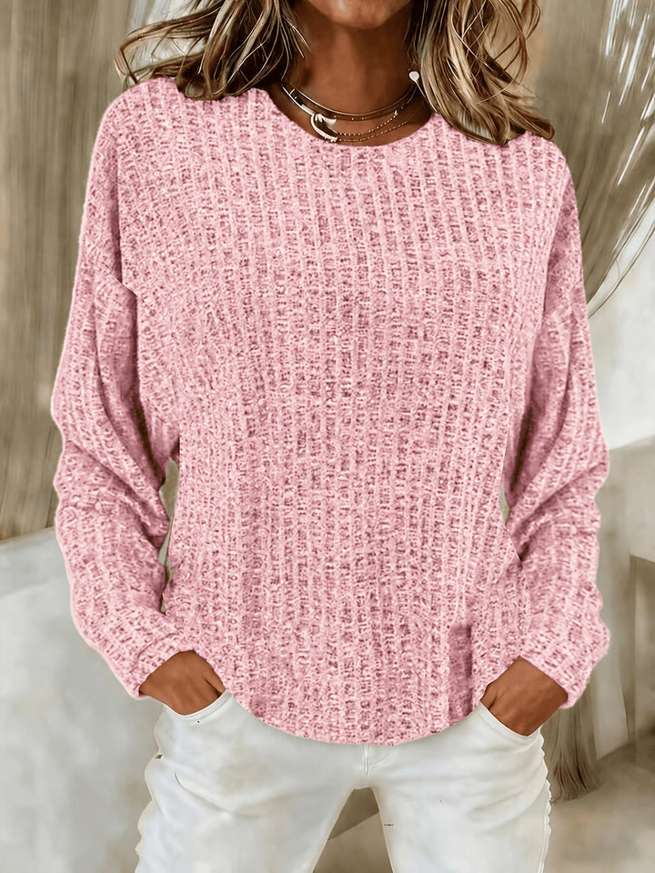 Paloma | Women's Waffle Knit Tunic Sweater with Curved Hem